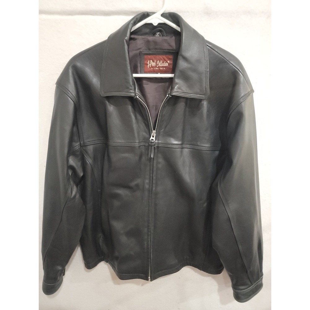 Vintage J. Park Collection Couture Black Leather Jacket Men's M Heavyweight